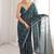 Teal fendy satin heavy embroidery sequins work saree with blouse