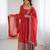 women's embroidery work crunchy silk blend flared anarkali and dupatta set