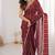 Maroon fendy satin heavy embroidery sequins work saree with blouse