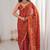 Rust fendy satin heavy embroidery sequins work saree with blouse