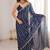 Blue fendy satin heavy embroidery sequins work saree with blouse