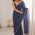 Blue fendy satin heavy embroidery sequins work saree with blouse