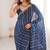 Blue fendy satin heavy embroidery sequins work saree with blouse