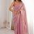 Pink fendy satin heavy embroidery sequins work saree with blouse