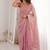 Pink fendy satin heavy embroidery sequins work saree with blouse