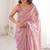 Pink fendy satin heavy embroidery sequins work saree with blouse