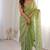 Sea green fendy satin heavy embroidery sequins work saree with blouse