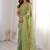 Sea green fendy satin heavy embroidery sequins work saree with blouse