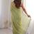 Sea green fendy satin heavy embroidery sequins work saree with blouse