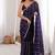 Navy blue fendy satin heavy embroidery sequins work saree with blouse
