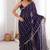 Navy blue fendy satin heavy embroidery sequins work saree with blouse