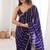 Navy blue fendy satin heavy embroidery sequins work saree with blouse