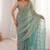 Aqua blue fendy satin heavy embroidery sequins work saree with blouse