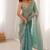 Aqua blue fendy satin heavy embroidery sequins work saree with blouse