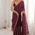 Wine fendy satin heavy embroidery sequins work saree with blouse