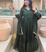 green brocade silk blend  blend party wear embroidery sharara suit set