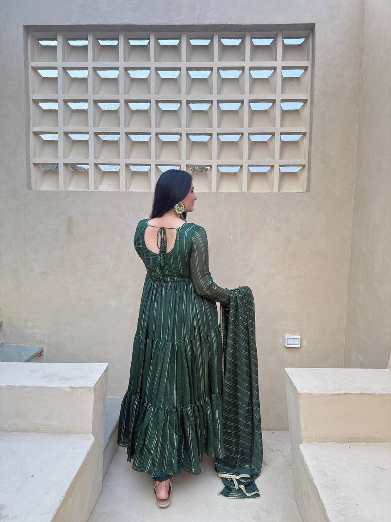 green brocade silk blend  blend party wear embroidery sharara suit set