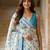 Off white lichi silk floral print saree with blouse