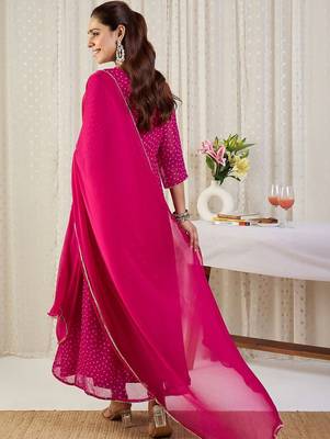 Ethnic Motifs Printed Panelled Thread Work Kurta With Trousers & Dupatta 3
