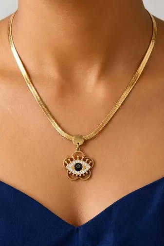 Gold cubic zirconia gold plated necklace for women