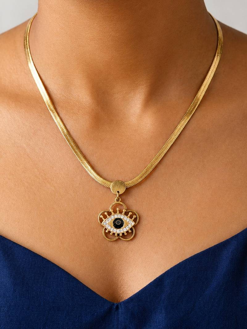 Gold cubic zirconia gold plated necklace for women