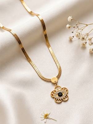 Gold cubic zirconia gold plated necklace for women 2