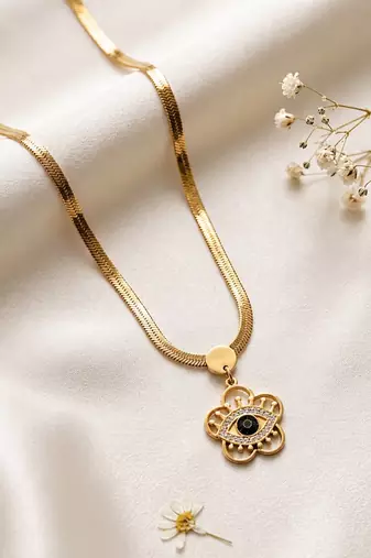 Gold cubic zirconia gold plated necklace for women