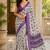 Grey lichi silk floral print saree with blouse