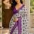 Grey lichi silk floral print saree with blouse