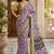 Lavender lichi silk floral print saree with blouse