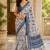 Light blue lichi silk floral print saree with blouse