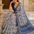 Light blue lichi silk floral print saree with blouse