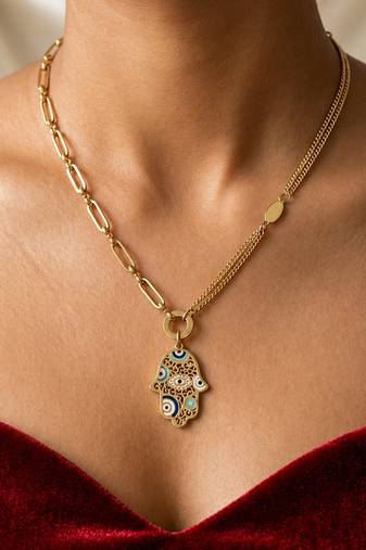 Gold cubic zirconia gold plated necklace for women