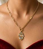 Gold cubic zirconia gold plated necklace for women