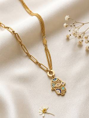 Gold cubic zirconia gold plated necklace for women 2