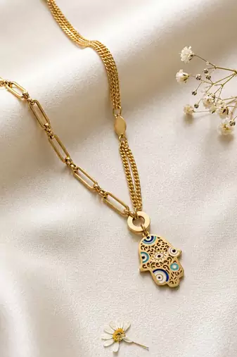 Gold cubic zirconia gold plated necklace for women