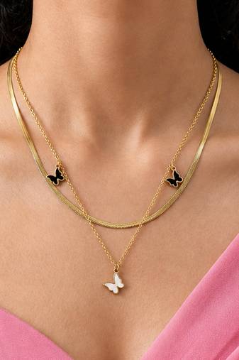 Gold cubic zirconia gold plated necklace for women