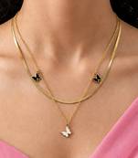 Gold cubic zirconia gold plated necklace for women