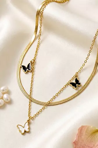 Gold cubic zirconia gold plated necklace for women