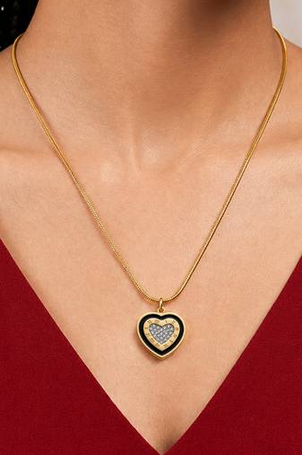 Gold cubic zirconia gold plated necklace for women