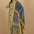 Floral printed cotton v neck kurta trouser & dupatta set