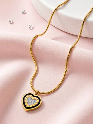 Gold cubic zirconia gold plated necklace for women 2