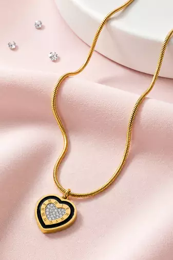 Gold cubic zirconia gold plated necklace for women