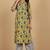 Floral printed cotton v neck kurta trouser & dupatta set