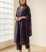 Women Ethnic Motifs Embroidered Panelled Thread Work Kurta with Trousers & With Dupatta