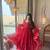 red brocade silk blend  blend party wear embroidery suit set