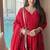 red brocade silk blend  blend party wear embroidery suit set