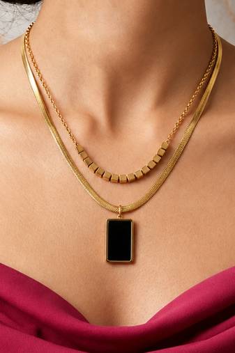 Gold cubic zirconia gold plated necklace for women