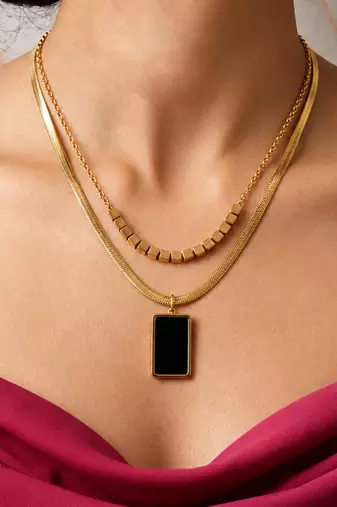 Gold cubic zirconia gold plated necklace for women