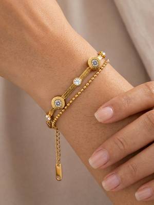 Gold cubic zirconia gold plated bracelet for women 1